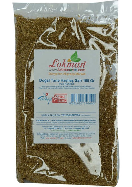 Haşhaş Tohumu Tane Doğal Sarı 100 gr Paket