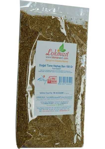 Haşhaş Tohumu Tane Doğal Sarı 100 gr Paket