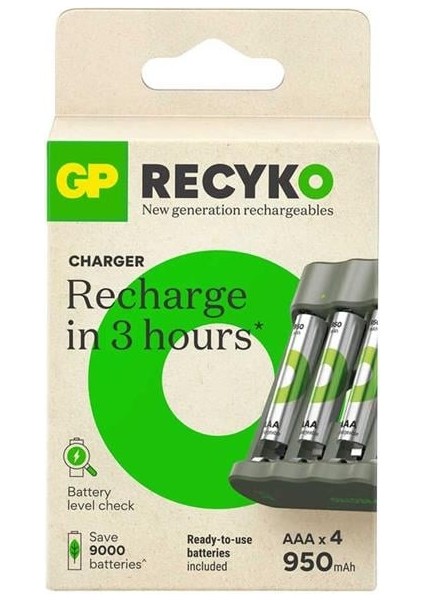 Gp Recyko B441 4*950 Mah R03 Aaa Pilli Şarj Cihazı (100HCER21-2GTLB4) fiyatları