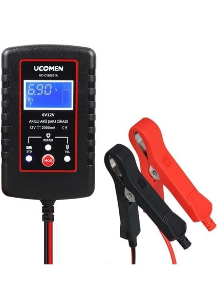 Ucomen UC-C120201A 6/12V 2A Siyah Akü Şarj Cihazı