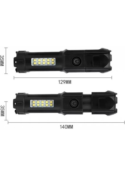 Powermaster 109-B Zoomlu Flash Özellikli Smd ve Power LED Li Şarjlı Plastik Kasa El Feneri (Powerbank Özellikli)