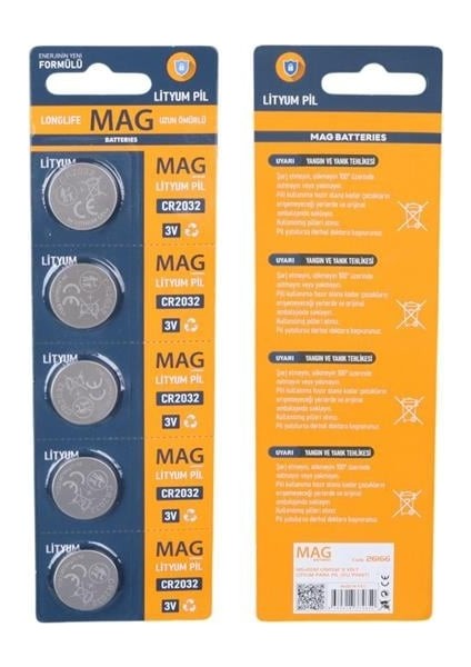 Mag Batteries MG-2032 Para Pil CR2032 3 Volt Lityum Para Pil (5'li Paket)