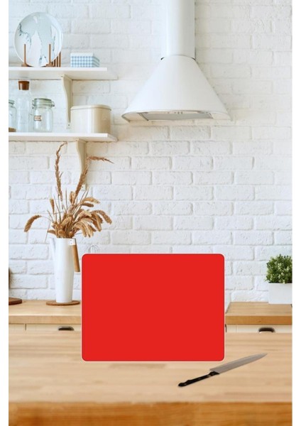 30X40 cm Cam Kesme Tahtası Düz Kırmızı