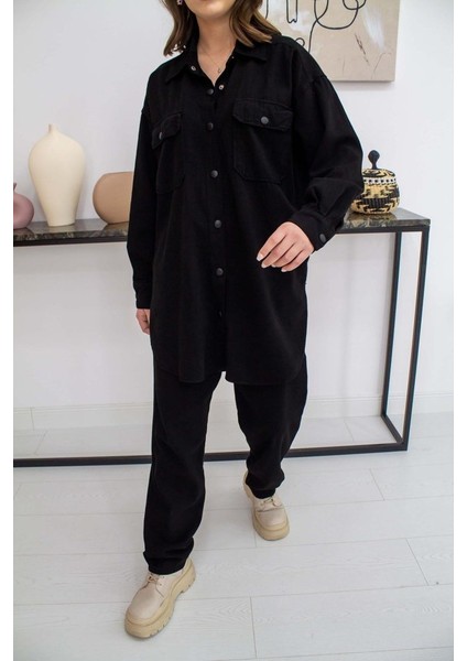 Siyah Yıkamalı Gömlek ve Pantolon Takım modelleri