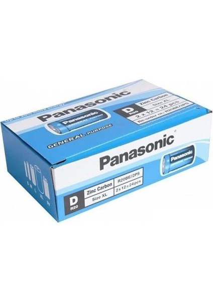 Panasonic Manganez Büyük D Boy 24 Lü Pil R20BE/2PS fiyatları