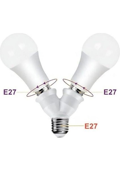 Ledx DY-101 E27 Duy Çoğaltıcı (Tek Duydan Çift E27 Lamba Bağlantısı)