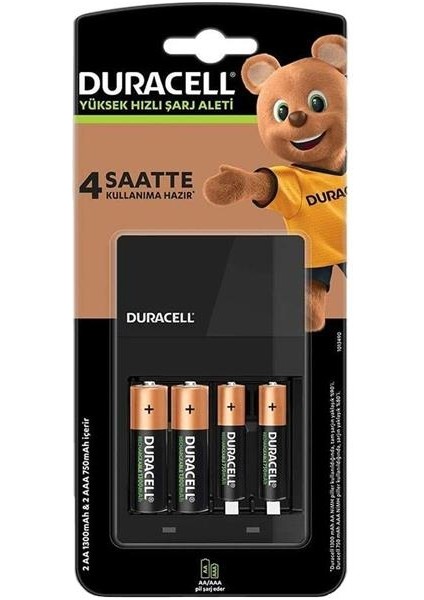 Duracell Aa*2 + Aaa*2 (Pilli) Hızlı Pil Şarj Aleti CEF14 (2 Adet *750 Mah Aaa + 2 Adet* 1300 Mah Aa Pil)