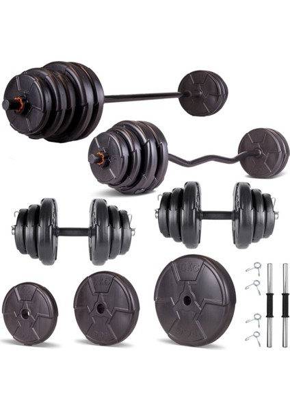 Ecgspor Hero Serisi 68 kg Z Bar Dambıl Seti ve Fitness Ağırlık Seti