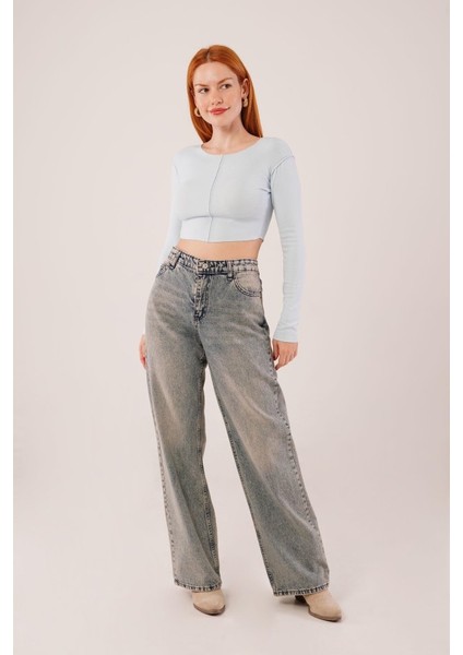 Munn Collection Ters Dikişli Basic Bebe Mavisi Body Bluz modelleri