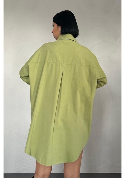 Yeşil Çift Cep Kapaklı Çıtçıtlı Gömlek modelleri