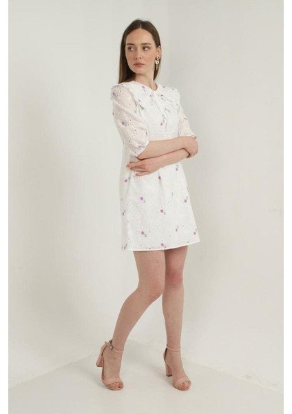 Lila Bebe Yakalı Brode Elbise modelleri