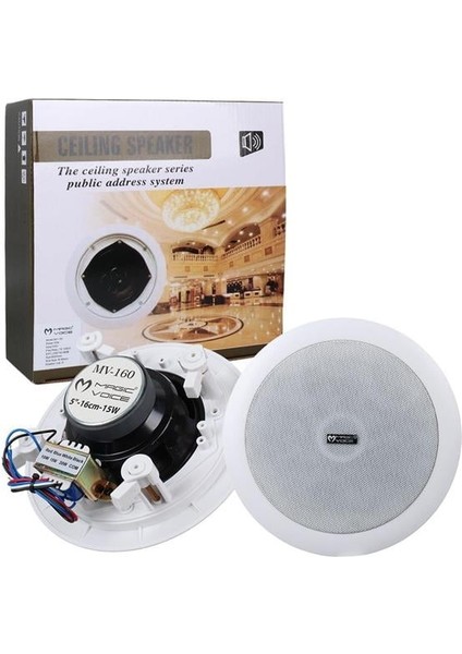 Magicvoice MV-160 16 cm 6" Tweeterli Beyaz Trafolu Alçıpan Tavan Hoparlör