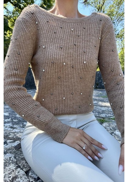 Camel Boncuklu Triko Kazak fiyatları