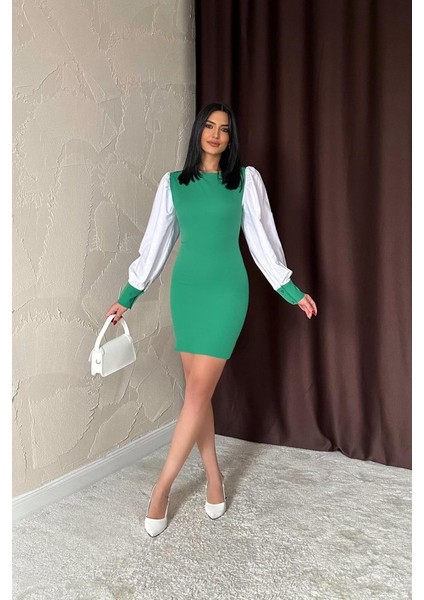 Zümrüt Kolu Dakron Atlas Elbise fiyatları