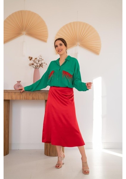 Yeşil Cepli Püsküllü Gömlek indirimleri