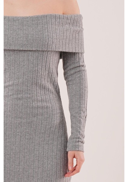 Madonna Yaka Fitilli Gri Triko Elbise fiyatları