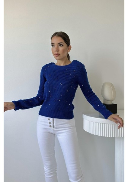 Mavi Boncuklu Triko Kazak fiyatları