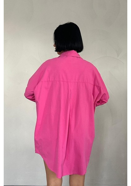 Fuşya Çift Cep Kapaklı Çıtçıtlı Gömlek modelleri