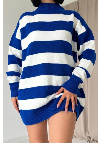 Mavi Çizgili Triko Kazak modelleri