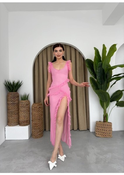 Felix Yırtmaçlı Midi Tül Elbise fırsatları