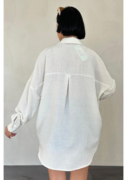 Beyaz Deniz Kabuk Desenli Gömlek modelleri