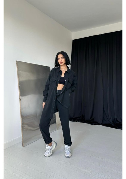 Siyah Gömlek ve Çıtçıtlı Pantolon Takım indirimleri