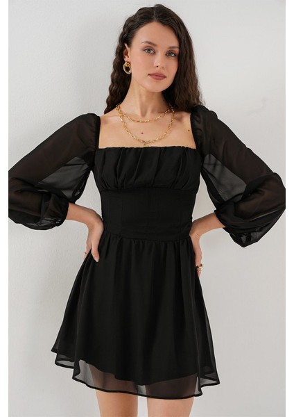 Mini Tül Elbise 2514 - Siyah