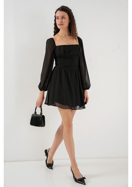 Mini Tül Elbise 2514 - Siyah modelleri