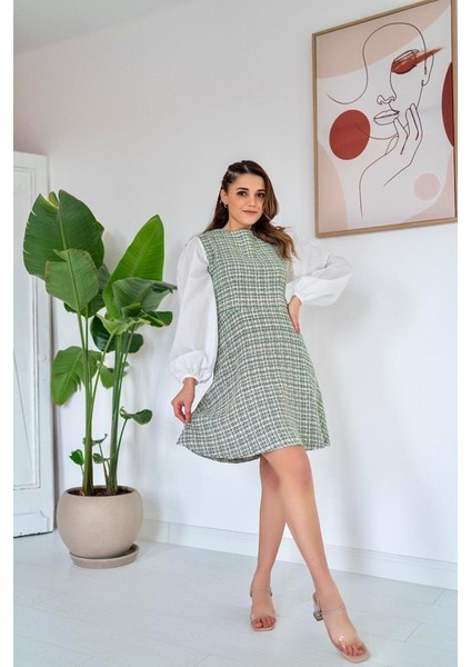 Yeşil Desenli Elbise