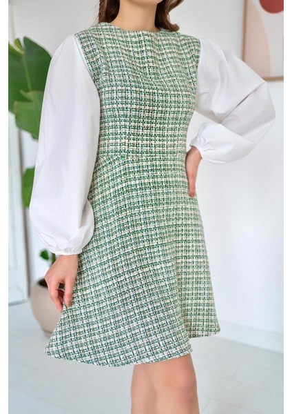 Yeşil Desenli Elbise modelleri
