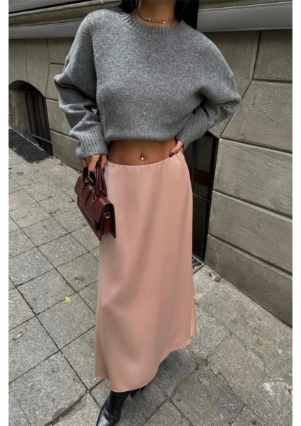 Saten Şanel Boy Etek - Bej fiyatları