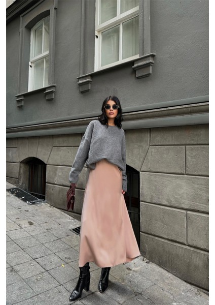 Saten Şanel Boy Etek - Bej fırsatları