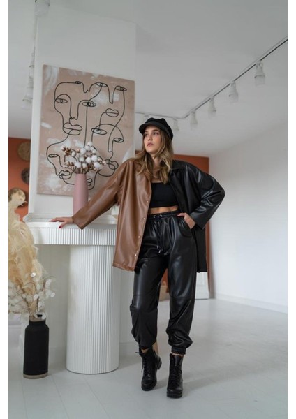 Siyah Garnili Çıtçıtlı Deri Gömlek fiyatları