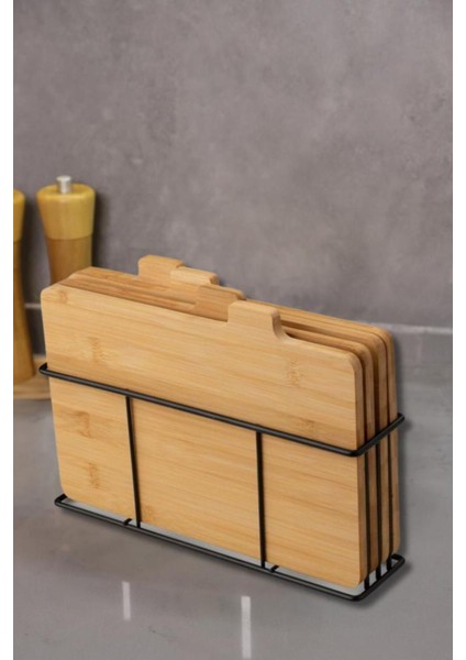5 Bambu Standlı Kesme Tahtası 4lü Set - M7B11 Bambu Kahverengi 30 x 20 fiyatları