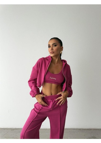 Ottoman Croplu Eşofman Takım - Fuşya fırsatları