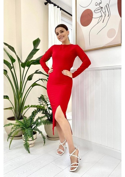 Kırmızı Sırt Dekolteli Elbise indirimleri