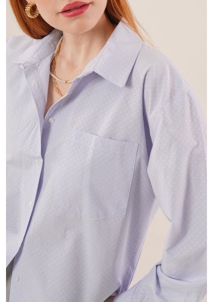 Desenli Tek Cepli Düğmeli Mavi Gömlek modelleri