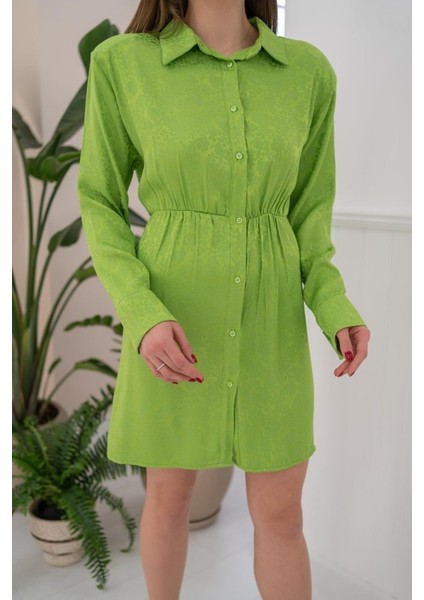 Yeşil Desenli Jakar Elbise fırsatları