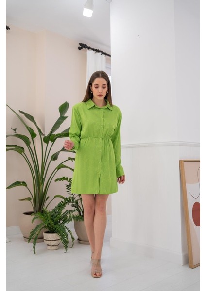 Yeşil Desenli Jakar Elbise indirimleri