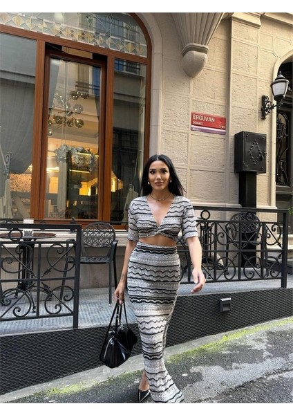 File Dantel Bluz - Yırtmaçlı Etek Takım - Bej modelleri