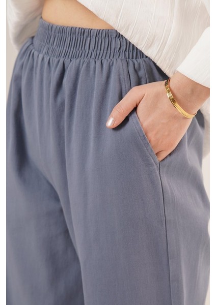 Munn Collection Bel Lastikli Paça Detaylı Cepli Indigo Pantolon fırsatları