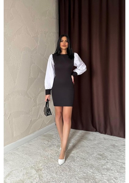 Siyah Kolu Dakron Atlas Elbise fiyatları