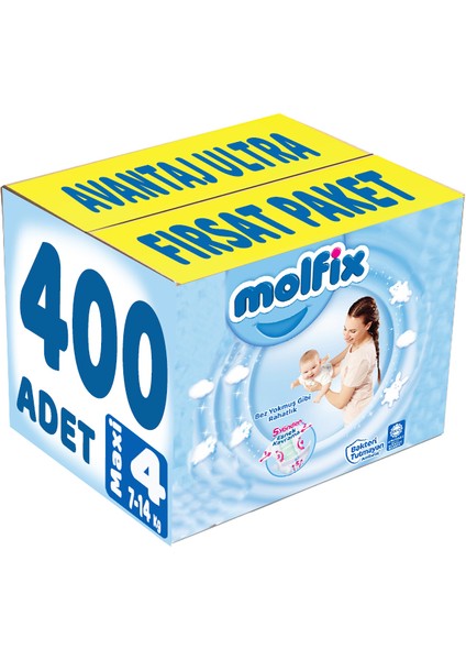 Bebek Bezi Beden:4 (7-14KG) Maxi 400 Adet Avantaj Ultra Fırsat Pk