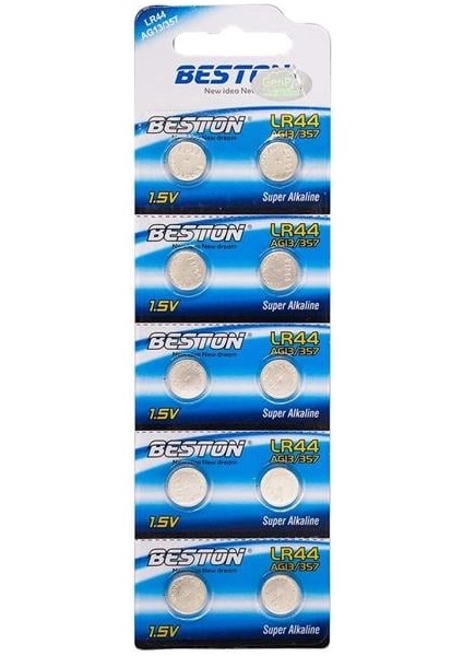 Beston Alkalin AG13/357 LR44 Düğme Pil (10'lu Paket) BST-LR44