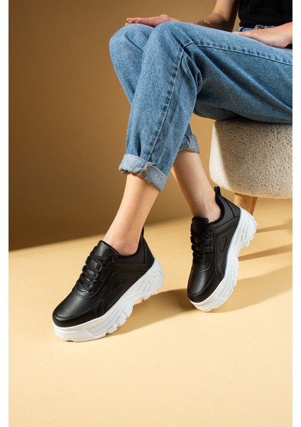 Yüksek Taban Bağcıklı Kadın Sneaker 54-0142-24BYAZ fiyatları