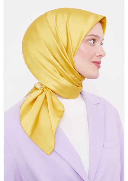 Sarı Düz Renk Trend Twil Eşarp