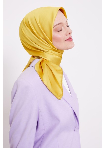 Sarı Düz Renk Trend Twil Eşarp