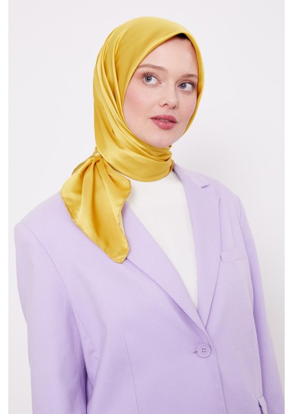 Sarı Düz Renk Trend Twil Eşarp