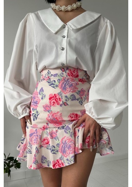 Desenli Çiçekli Etek modelleri