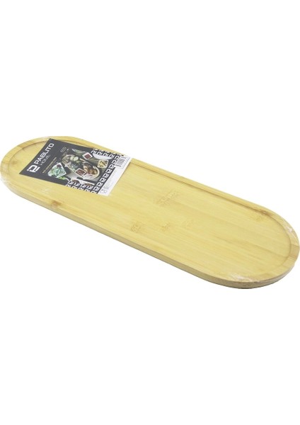 Uzun Oval Ahşap Bambu Sunum Tepsi 16X45CM